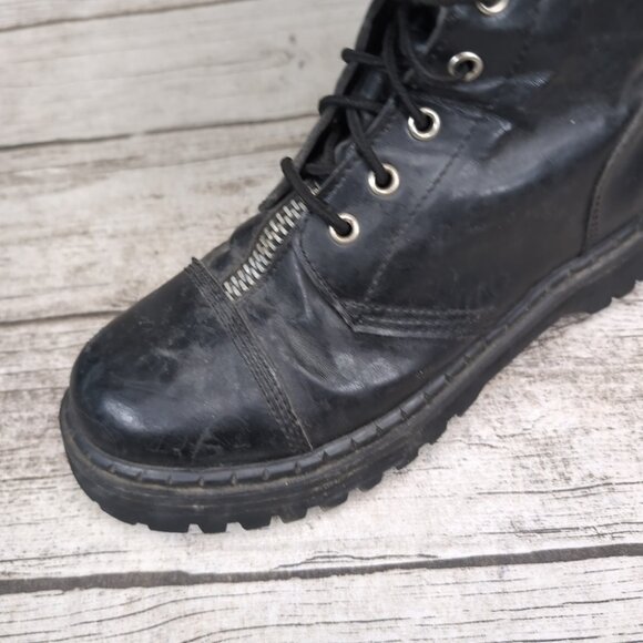 Demonia Black Triple Zipper Revolver Combat Boots Goth Emo Size Men 8 main image 4